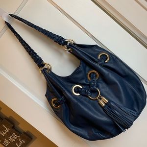 MICHAEL KORS NAVY LAMBSKIN GROMMET PURSE